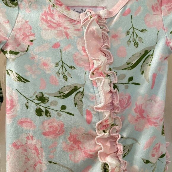 SweetHoney OG Ruffled Dreamer PJ Sleeper Zippy Blue Floral Girls Size 6 Months - Picture 4 of 12
